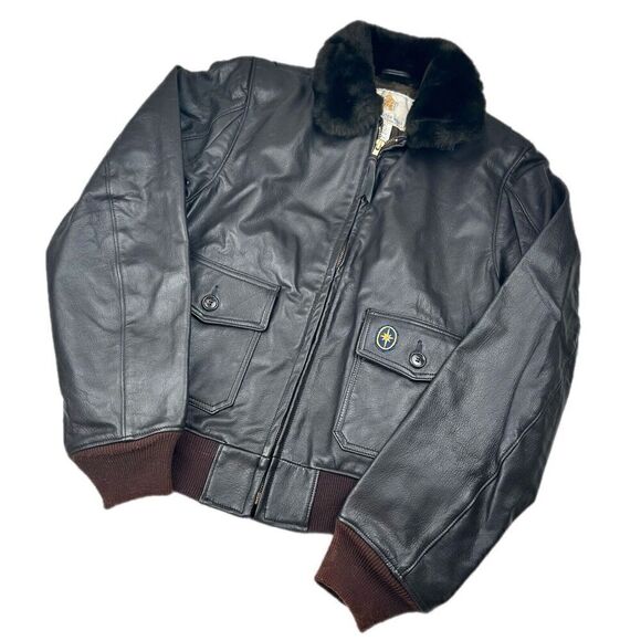 Vintage 70s Golden Bear A-2 Leather Aviator Jacket Women’s Size 12 Solid Brown - Picture 1 of 10